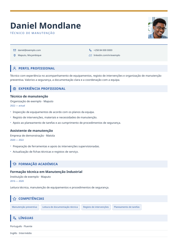 Exemplo Estrutura: Uma coluna · Secções em faixas · Azul e ocre