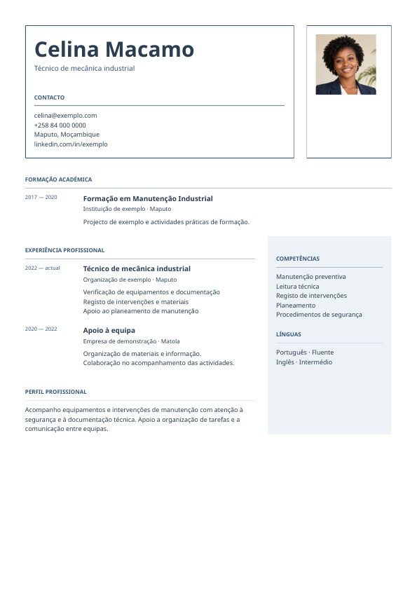 Exemplo Mecânica: Formação antes da prática · Perfil na base